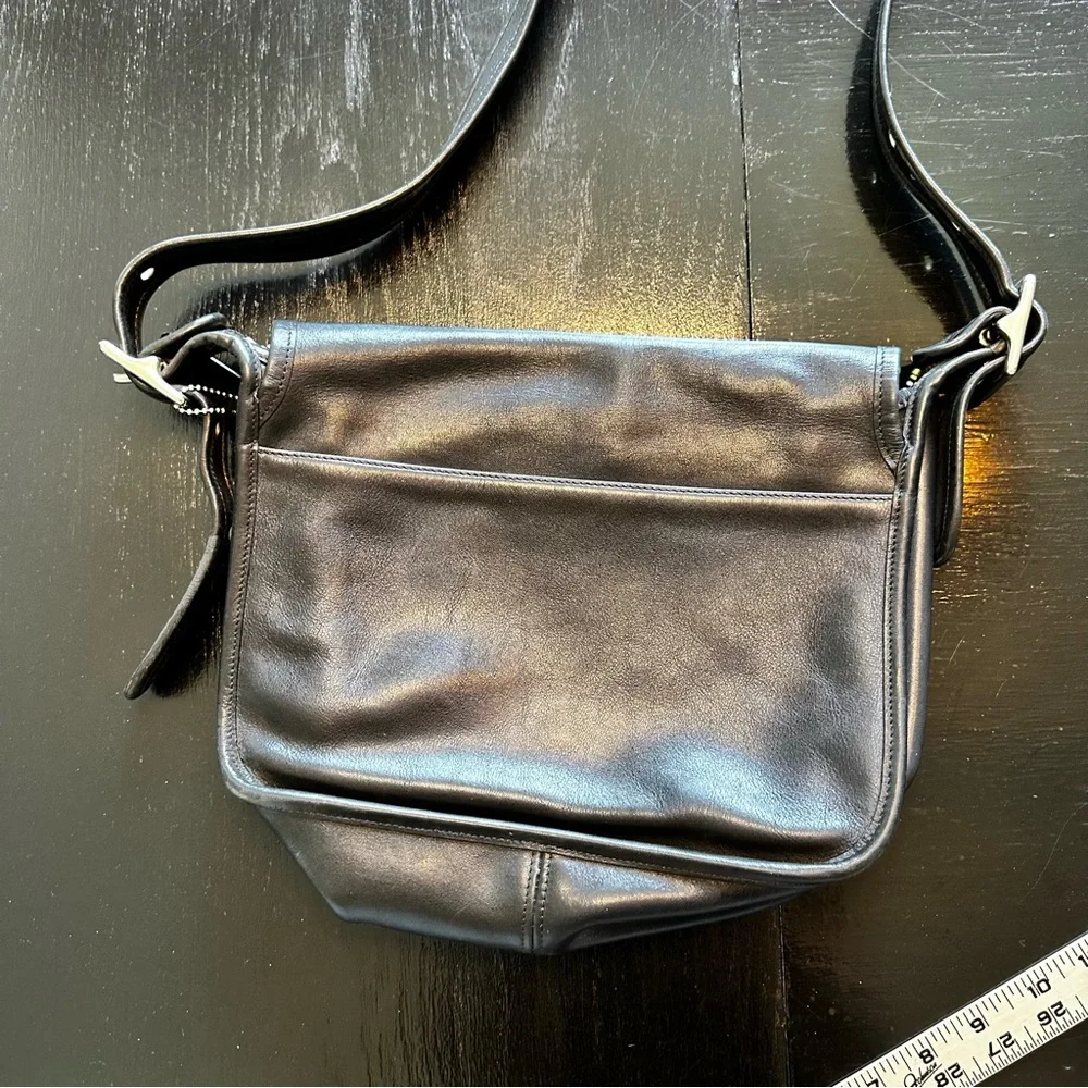 Vintage Y2K COACH Black Genuine Leather Satchel Bag Unisex Patrica Saddle - Picture 6 of 15